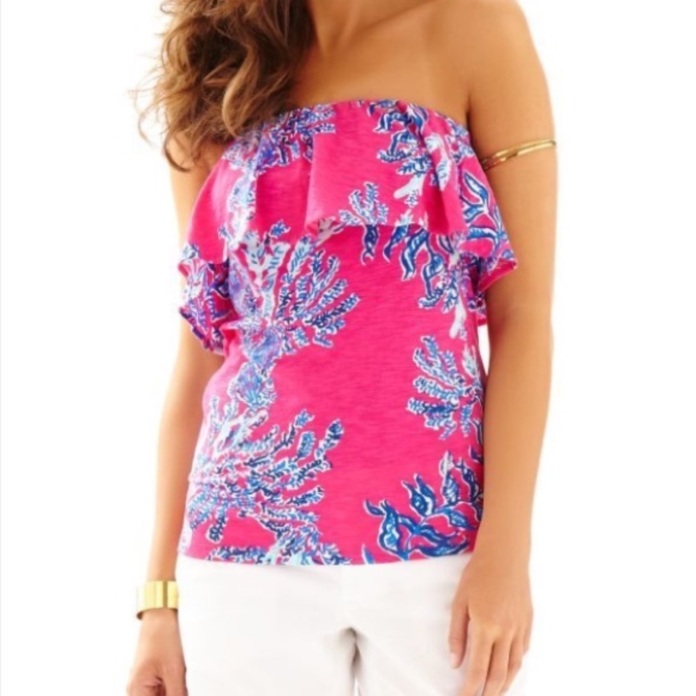 Lilly Pulitzer strapless flounce top